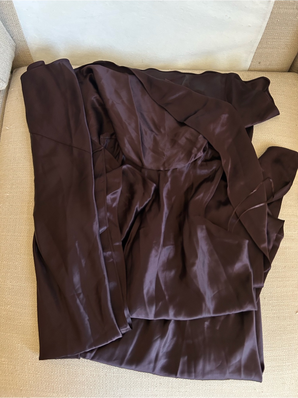 REISS Fae Satin Cape Maxi Dress Gown Burgundy Satin Event Party Cocktail - Picture 5 of 10